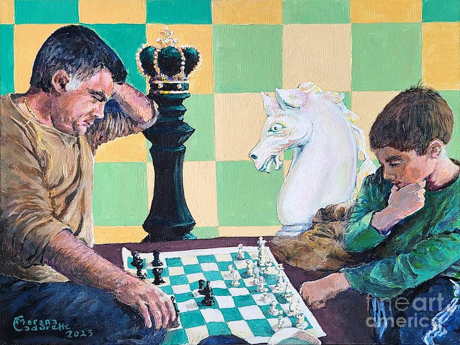 Chessmen Painting by Merana Cadorette