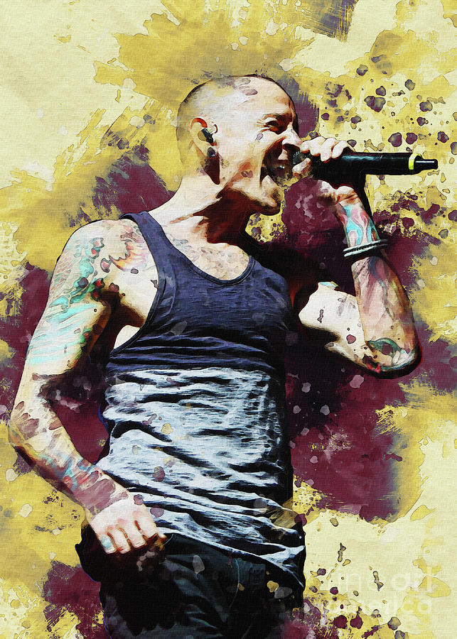 Chester Bennington Abstract Paintings Digital Art by Gunawan RB