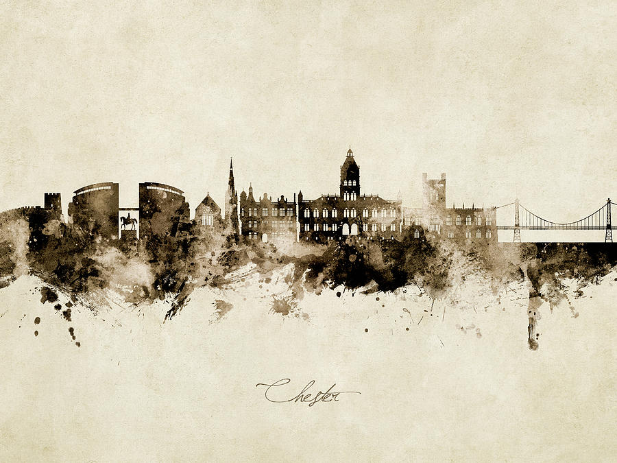 Chester England Skyline #78 Digital Art by Michael Tompsett