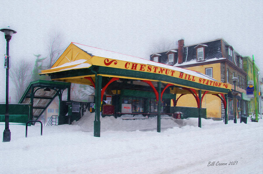 Chestnut Hill Station in Winter Rendering Digital Art by Bill Cannon
