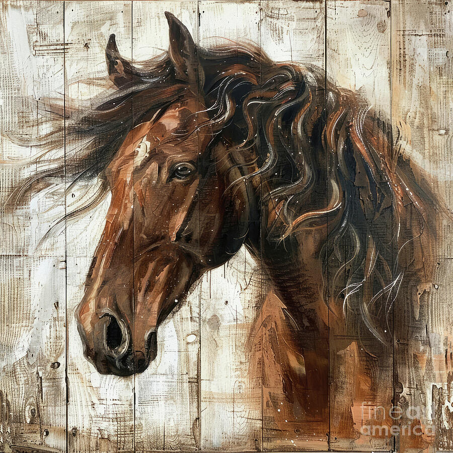 Chestnut Stallion Painting by Tina LeCour