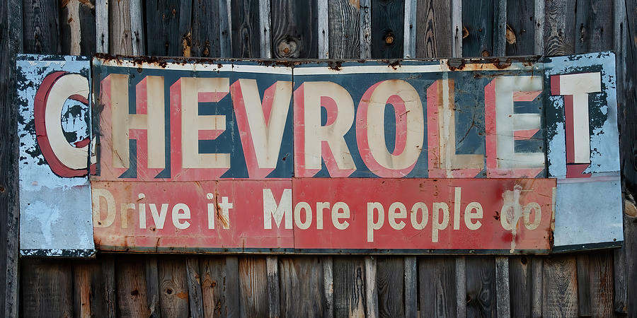 Man Cave Sign Photograph - Chevrolet advertising sign 001 by Flees Photos