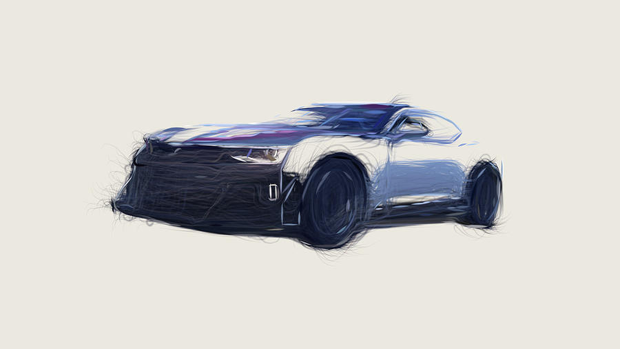 Chevrolet Camaro ZL1 1LE GT4.R Car Drawing Digital Art by CarsToon ...