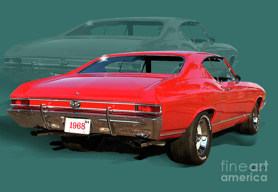 Steve Mcqueen Mixed Media - Chevrolet Chevelle SS, Red  by Thomas Pollart