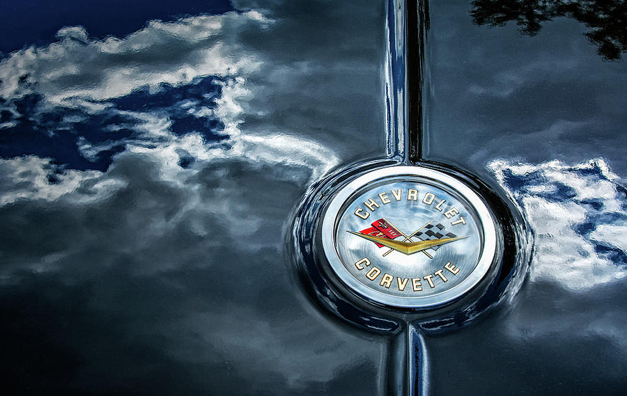 Chevrolet Corvette Hood Emblem With Sky Reflection Photograph by Phil Cardamone