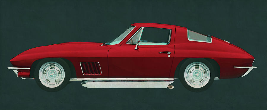 Chevrolet Corvette Stingray built in 1967 in profile Painting by Jan Keteleer