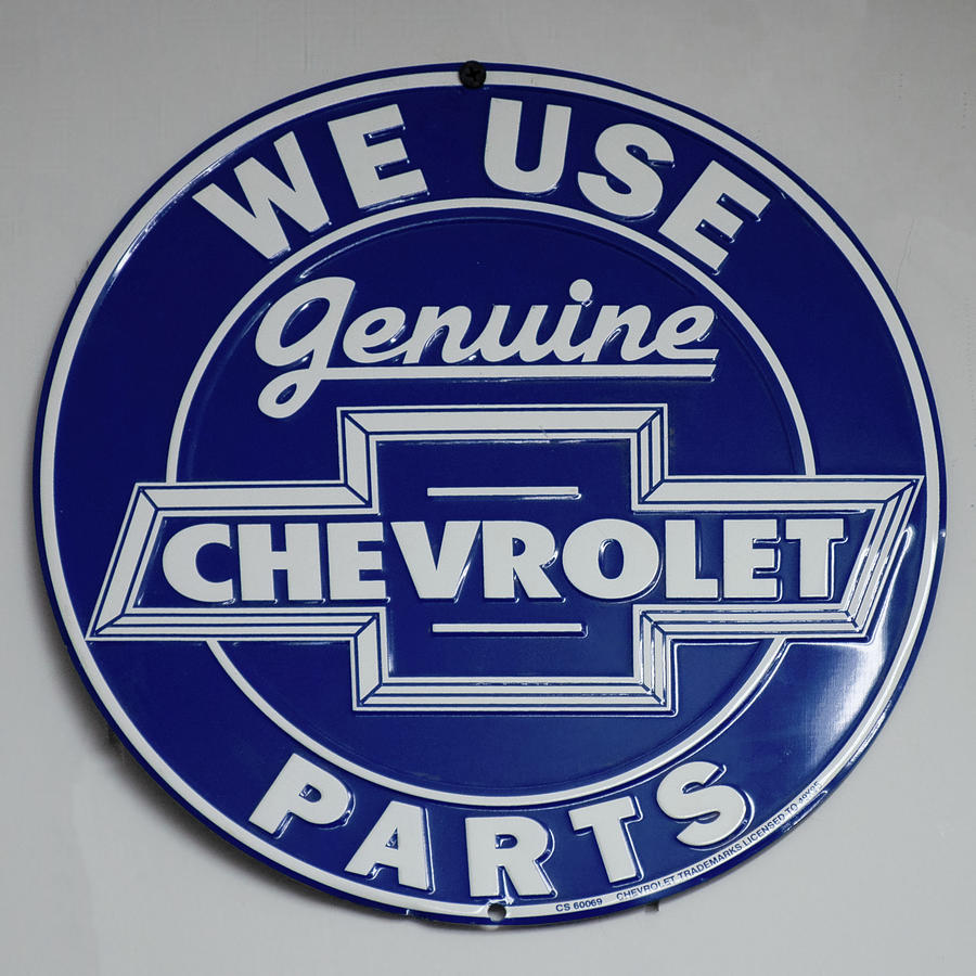 Man Cave Sign Photograph - Chevrolet  genuine parts button by Flees Photos