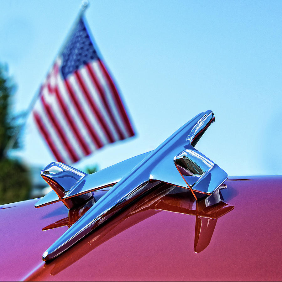 Chevrolet Hood Ornament with Flag Photograph by Phil Cardamone