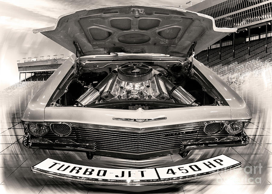 Chevrolet Impala Turbo-jet 450 Hp - Black And White Digital Art by Anthony Ellis