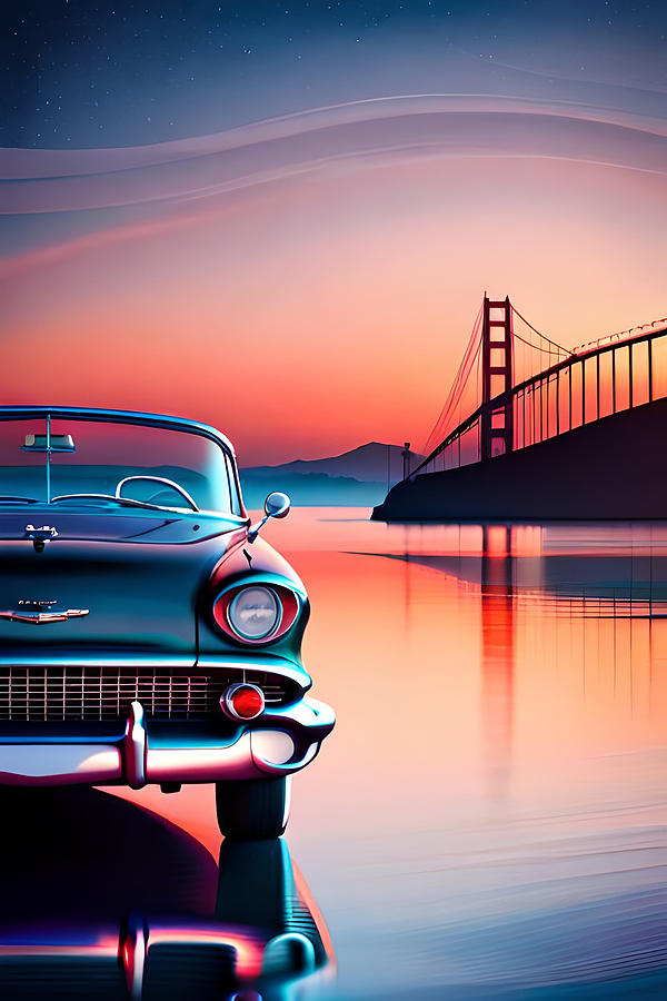 Chevrolet in the Golden Bridge Digital Art by Gabriel Cusmir - Fine Art ...