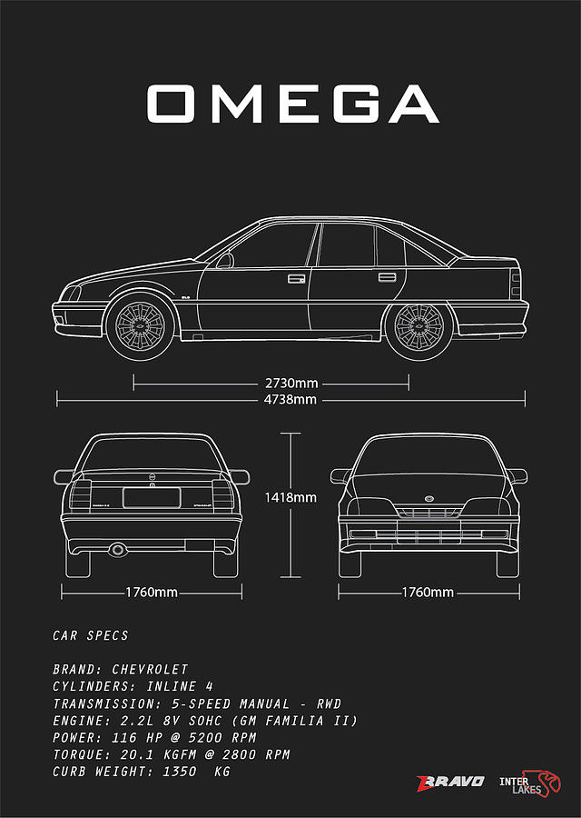 Chevrolet Omega Gls 2 2 Blueprint Interlakes Digital Art By Interlakes Fine Art America