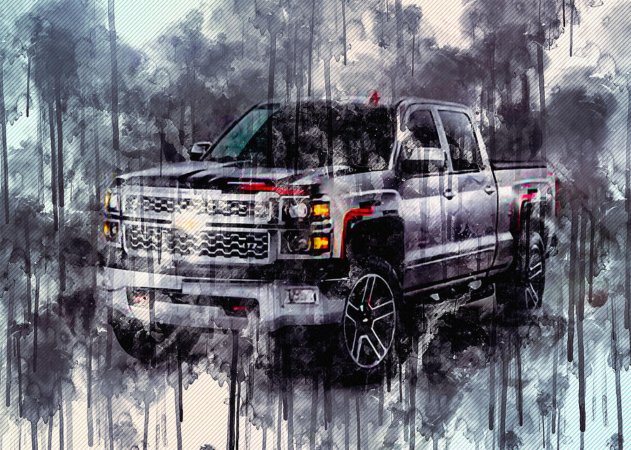 Chevrolet Silverado Ltz Pickup Truck American Suv Painting By Sissy ANGELASTRO