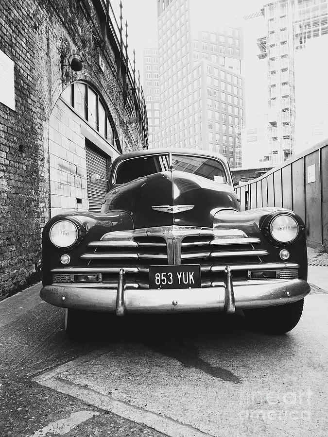 Chevrolet Time Travel - black and white Photograph by Rebecca Harman