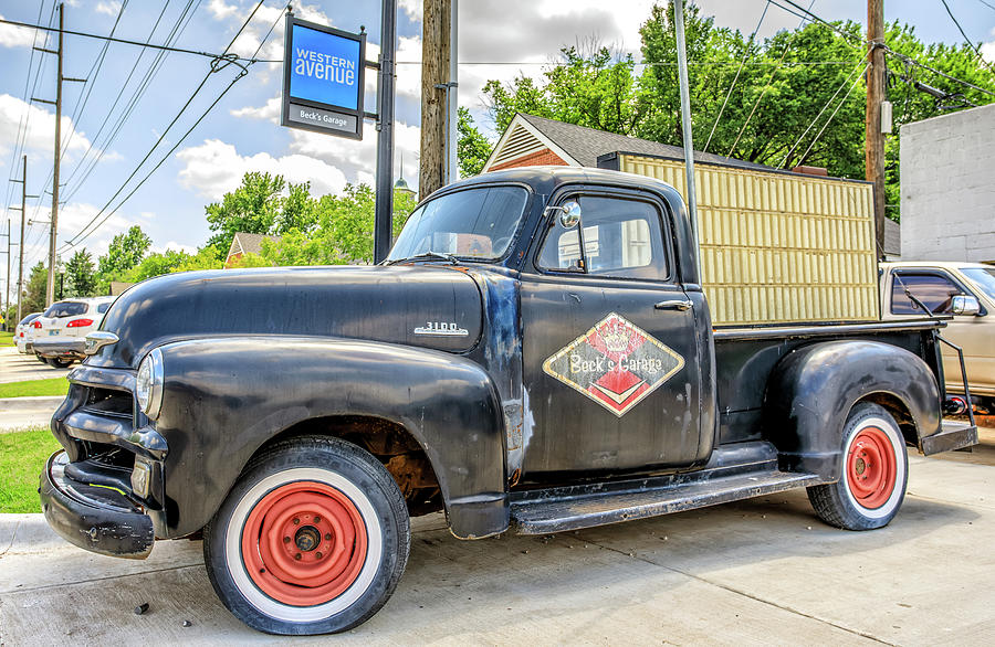 Chevy 3100 Pickup Truck at Becks Garage in Oklahoma City, Ok Photograph by Peter Ciro