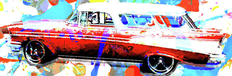Chevy Belair Wagon colorful 2 Photograph by Cathy Anderson