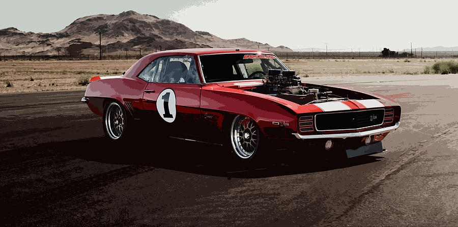 Chevy Big Red Camaro Digital Art by Thespeedart - Fine Art America