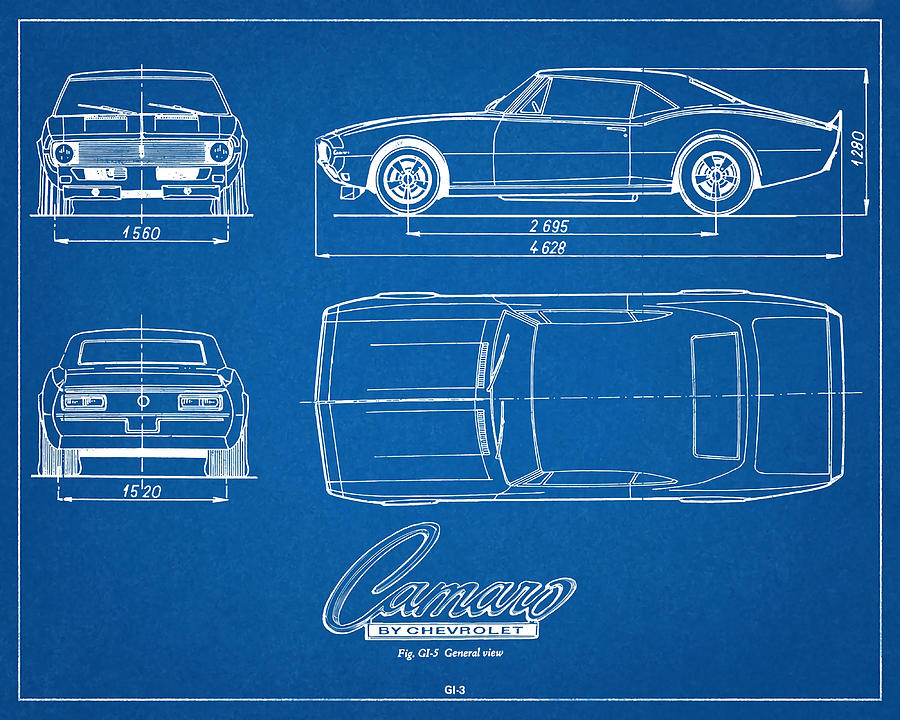 Chevy Camaro Blueprint Poster Painting by Joe Gordon - Pixels