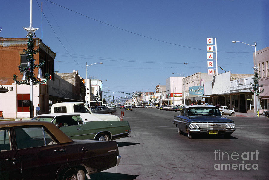 Car Photograph - Downtown Tucson Business Buildings, 1964 by Photovault Archives