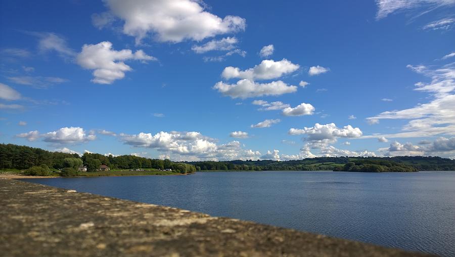 White Fluffy Clouds Photograph - Chew Valley lake  by Nature Art