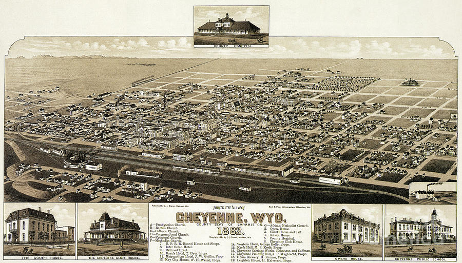 Cheyenne, Wyoming, 1882 Drawing by Beck and Paul
