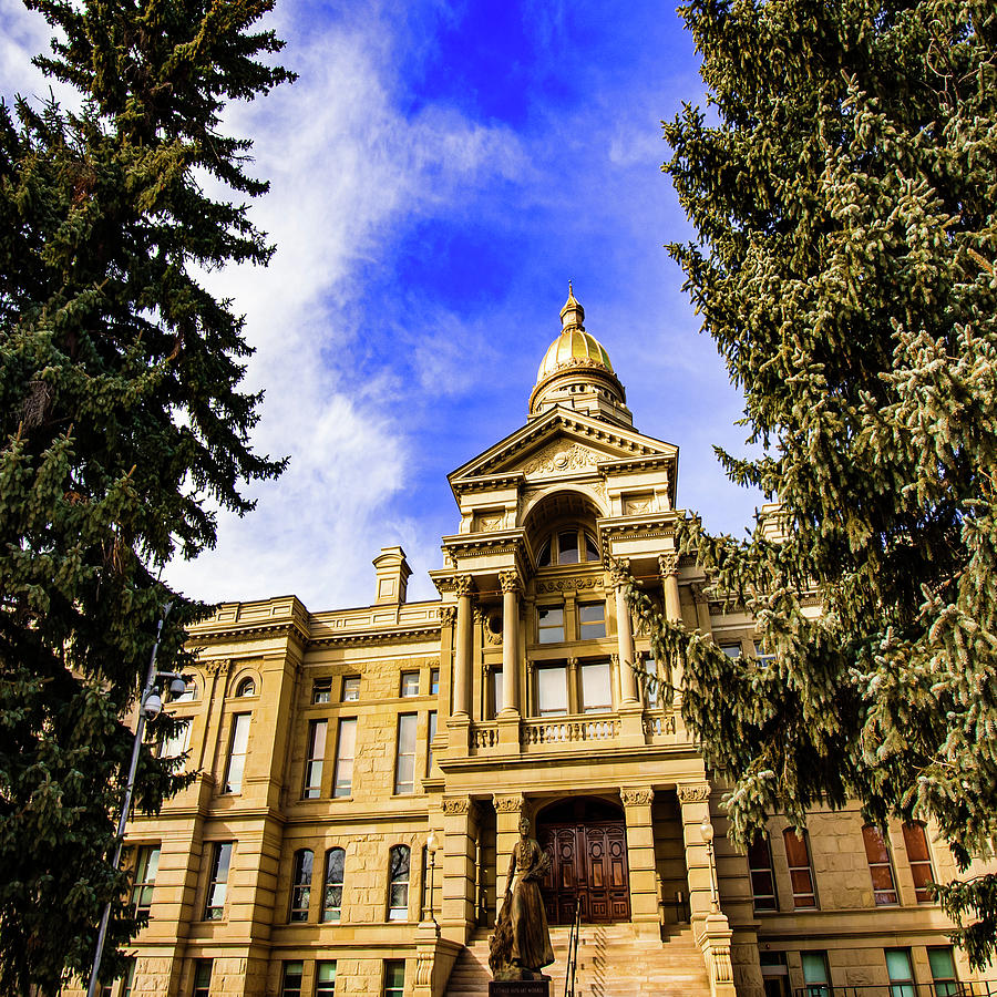 Capitol Building Photograph - Cheyenne Wyoming Capitol Building and Trees 1x1 by Gregory Ballos
