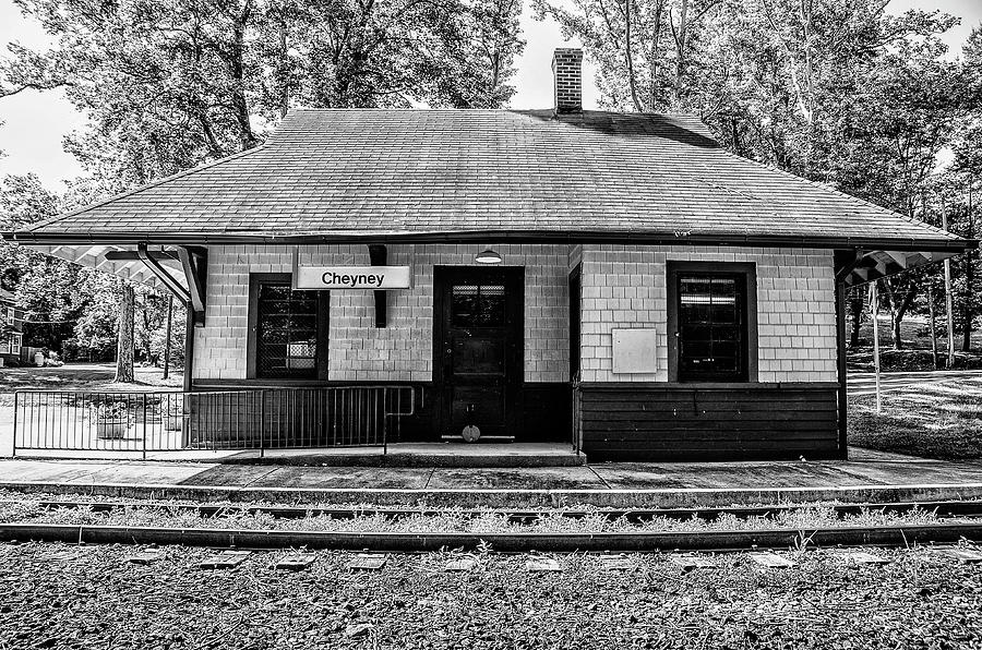 Cheyney Train Station  - Chester County Pa in Black and White Photograph by Bill Cannon