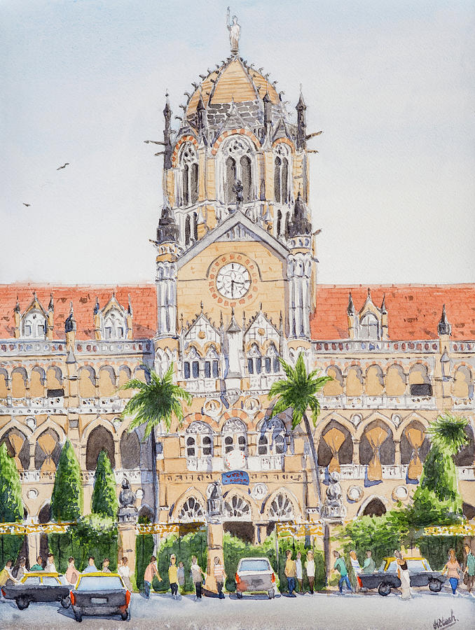 Chhatrapati Shivaji Terminus Painting by Tesh Parekh