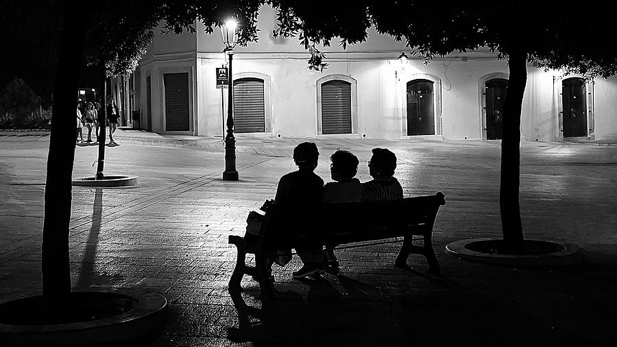 Under the Trees chatting on the bench Photograph by Loredana Gallo Migliorini