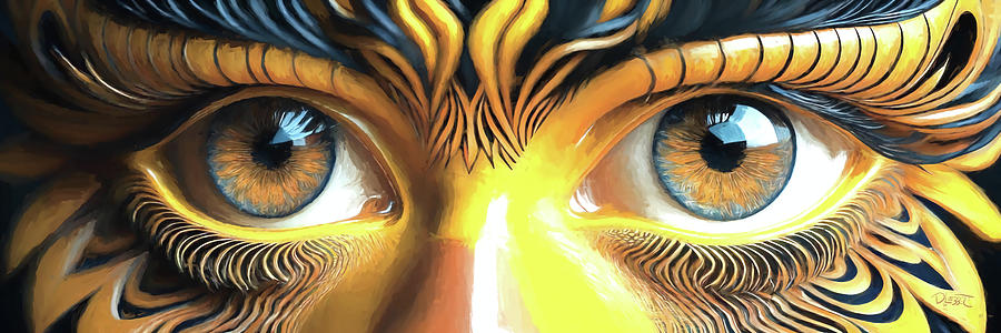 Chiaroscuro Eyes of the Tiger Digital Art by David Luebbert