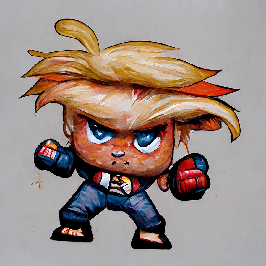 chibi  Donald  Trump  art  style  street  fighter  super  nint  bf5461b4  b768  475f  ba6d  46764786 Painting
