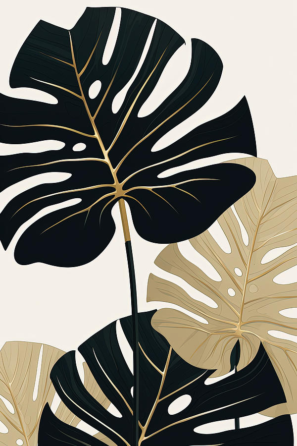 Chic Monstera Whispers Painting by Lourry Legarde
