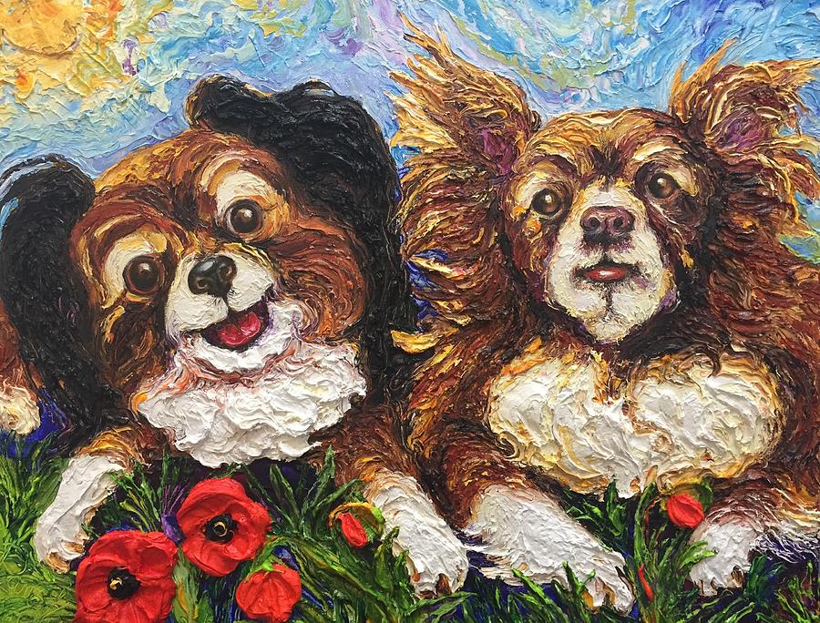 Chica and Cocoa Dog Portrait Painting by Paris Wyatt Llanso