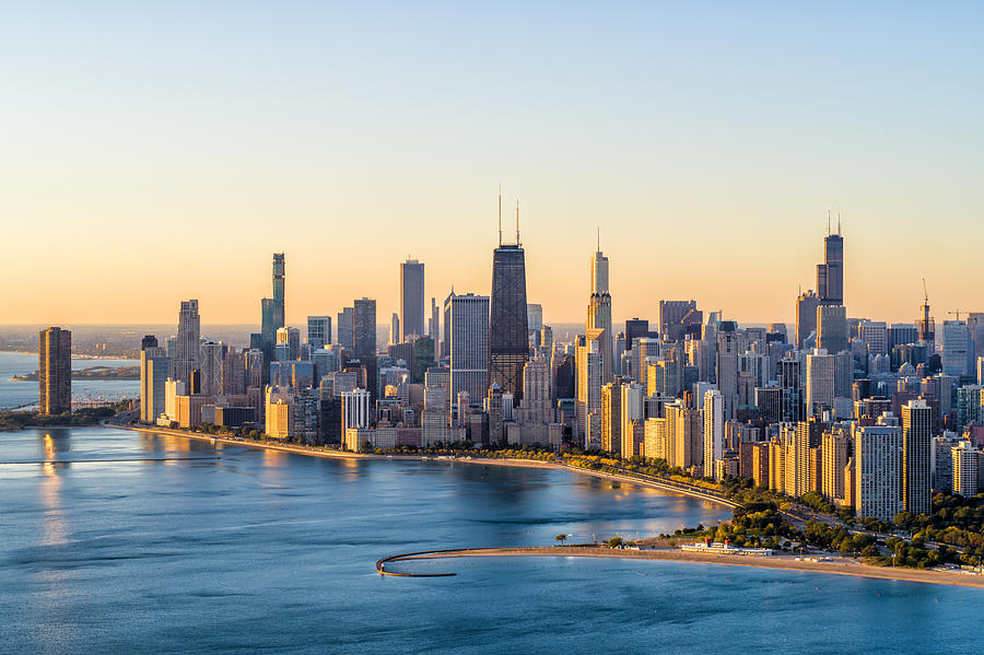 Chicago Aerial Cityscape at Sunrise Photograph by Gian Lorenzo Ferretti Photography