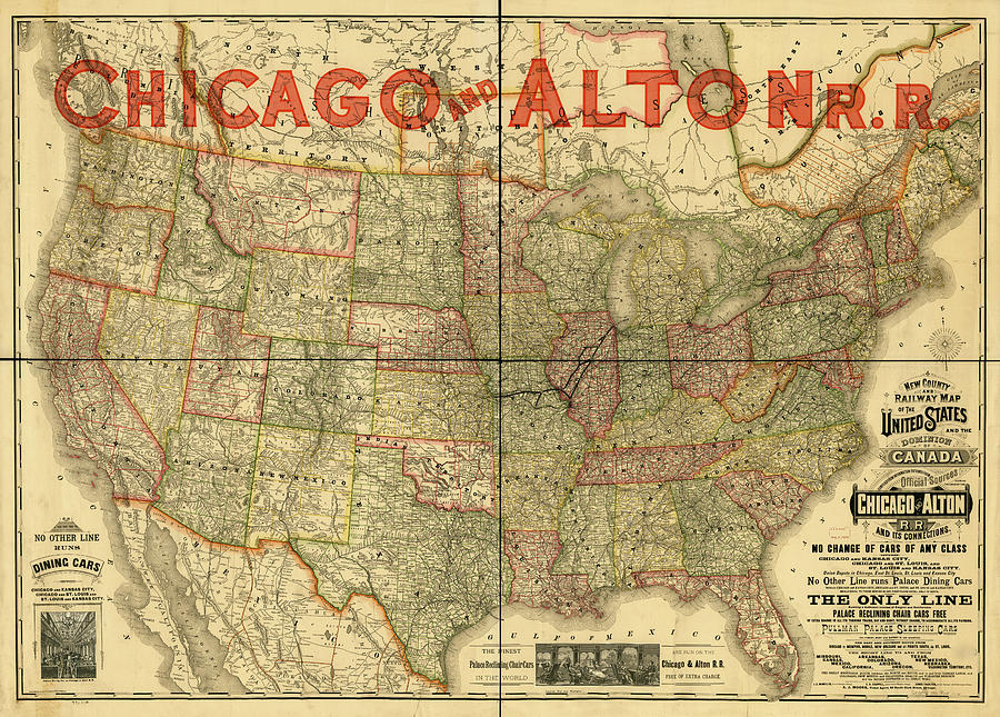 Transportation Drawing - Chicago and Alton Railroad by Vintage Maps