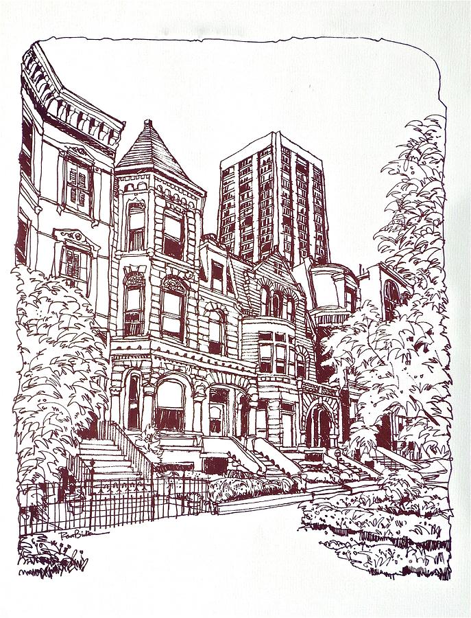 Chicago Architecture Victorian Homes Drawing by Robert Birkenes