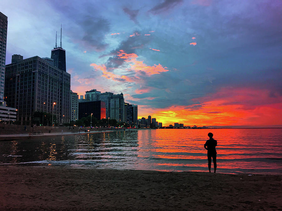 Chicago Photograph - Chicago Beach Silhouette by Jennifer Gaida