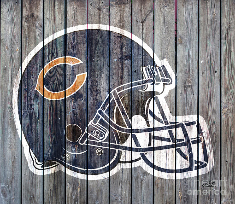 Chicago Bears Wood Helmet Digital Art by CAC Graphics