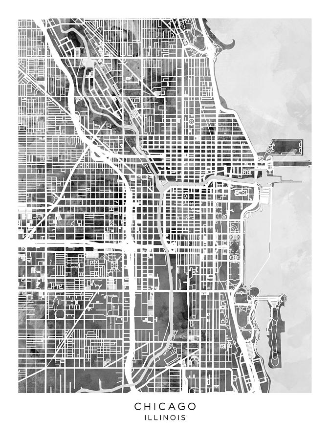 Chicago City Street Map #13 Digital Art by Michael Tompsett