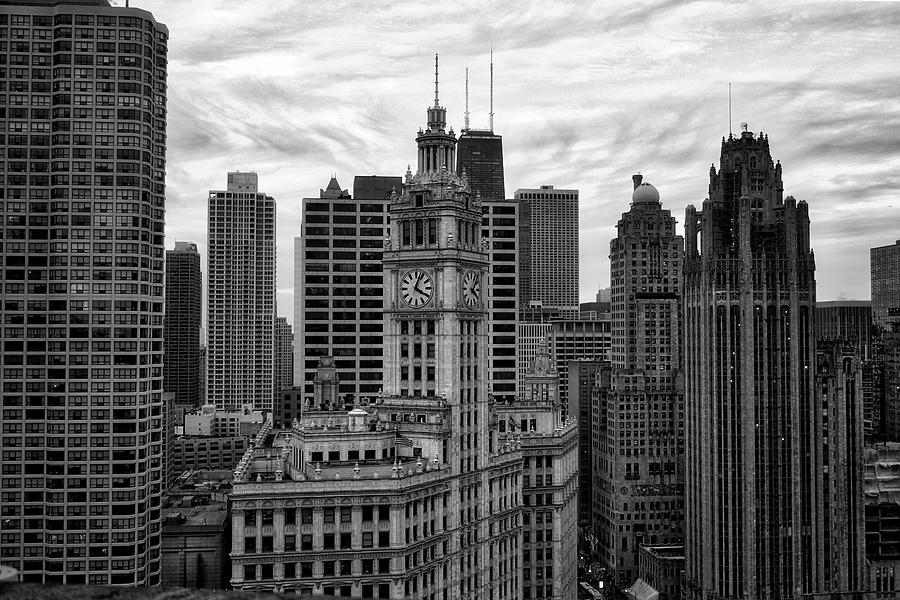 Chicago City View Architectural Lines In December BW Photograph by ...