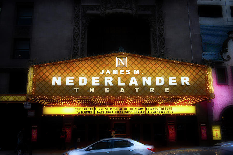 Chicago City View Architectural Lines In December Nederlander Facade Signage Photograph by Thomas Woolworth