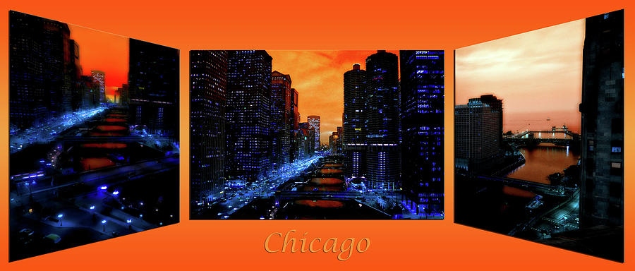 Chicago Photograph - Chicago City View December By The River 3 Panel Sky 02 by Thomas Woolworth