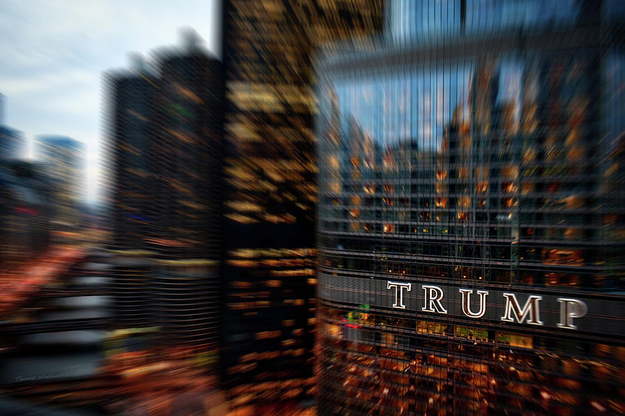 Chicago City View December Soaring Past The Trump Building Signage Photograph by Thomas Woolworth