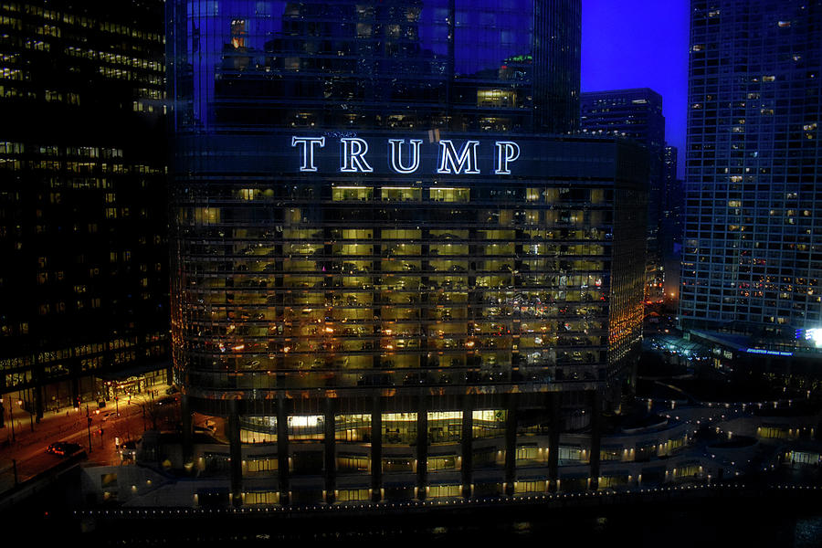Chicago City View December Trump Building Signage 04 Photograph by Thomas Woolworth