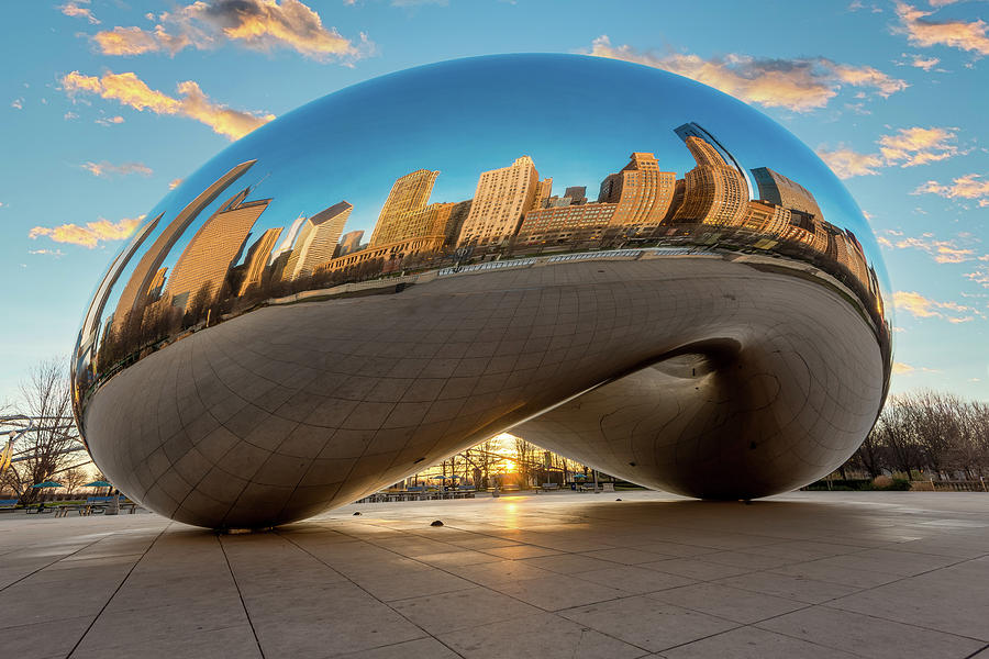 Chicago Cloud Gate at Sunrise Photograph by Sebastian Musial