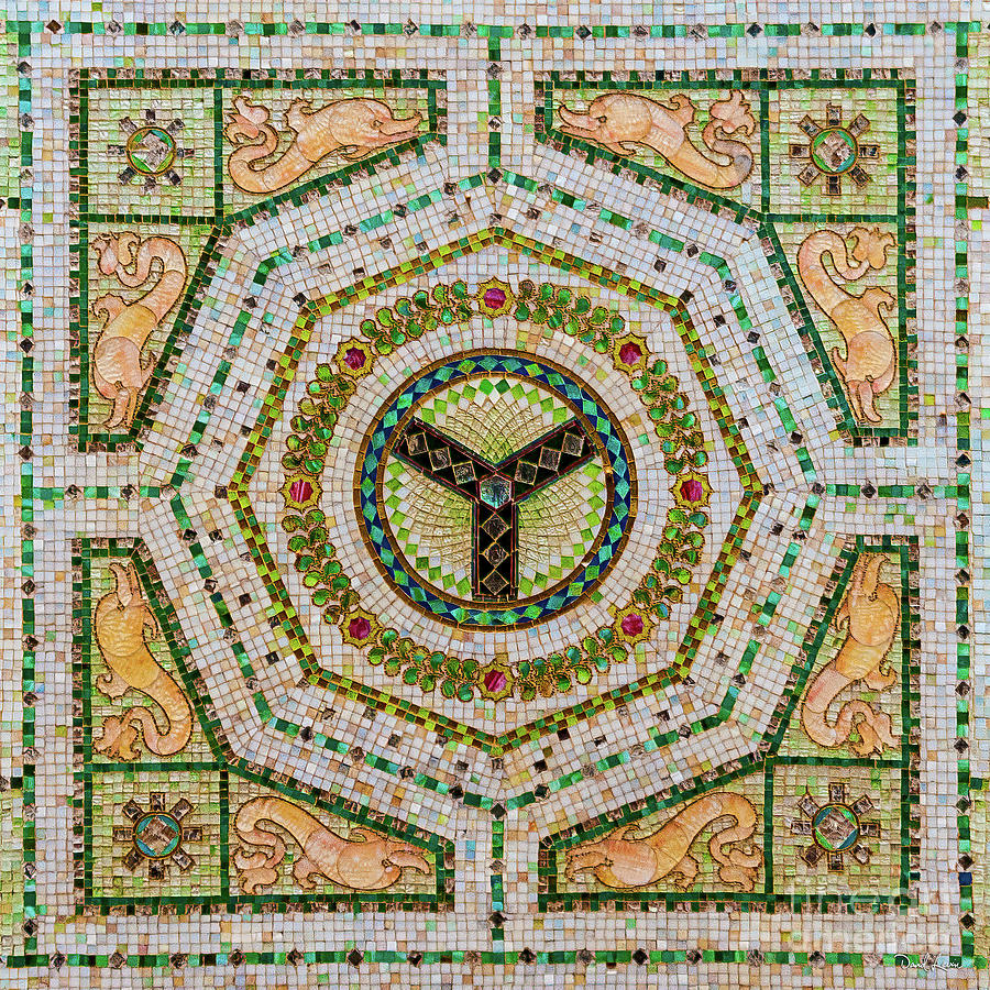 Chicago Cultural Center Ceiling with Y Symbol in Mosaic Photograph by David Levin