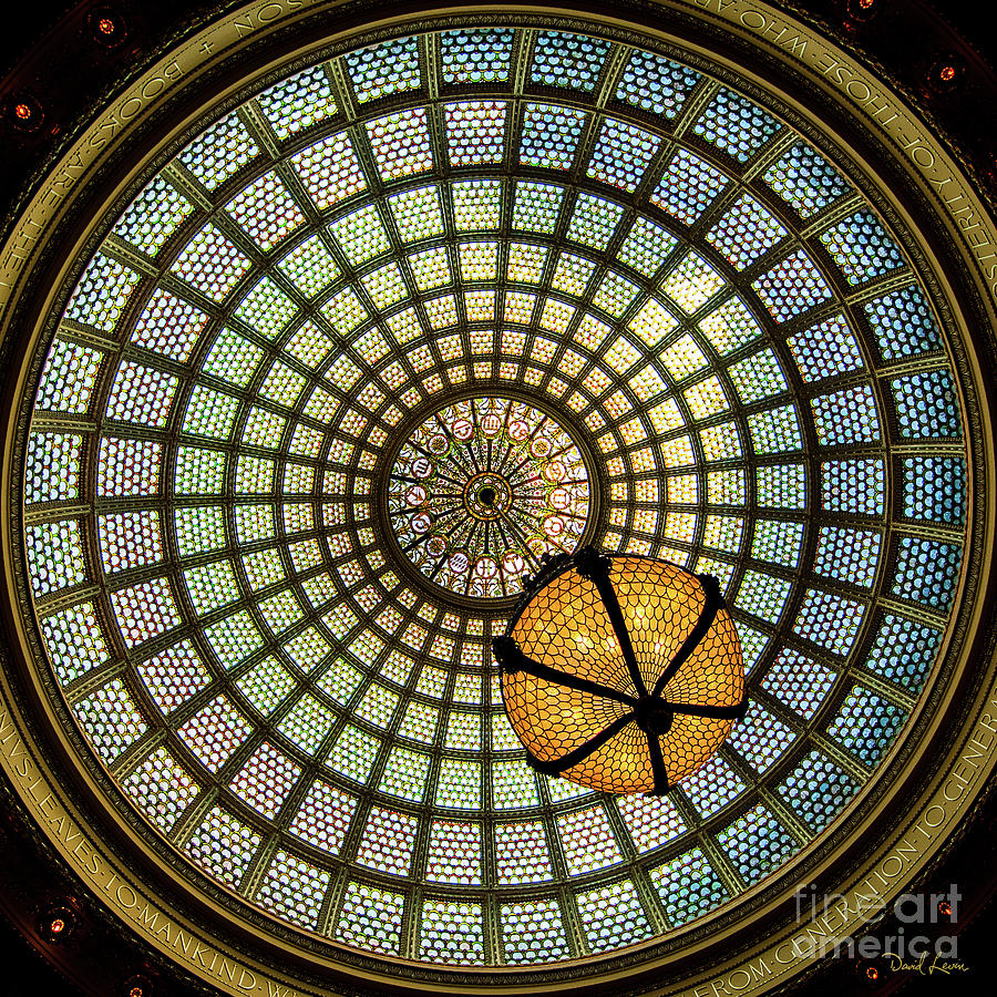 Chicago Cultural Center Dome Square Photograph by David Levin