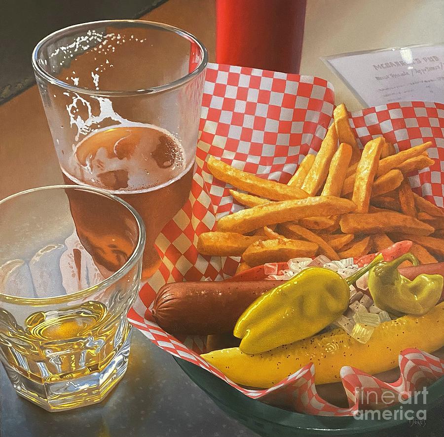 Beer Painting - Chicago Dog Game Day at McCarrons Pub by Timothy Jones