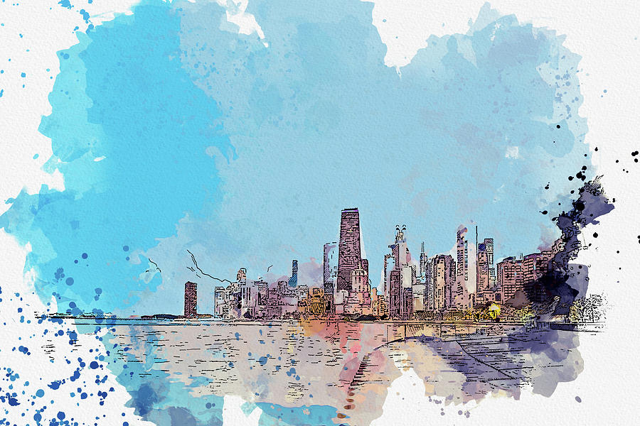 Chicago Downtown 5, Ca 2021 By Ahmet Asar, Asar Studios Painting