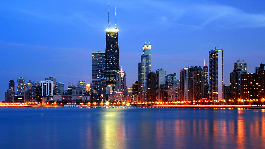 Chicago Dusk Skyline Blue Photograph by Patrick Malon