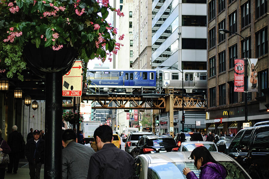 Chicago Elevated Railway Train Photograph by Thierry Lach Chicago Elevated Railway Train Photograph by Thierry Lach